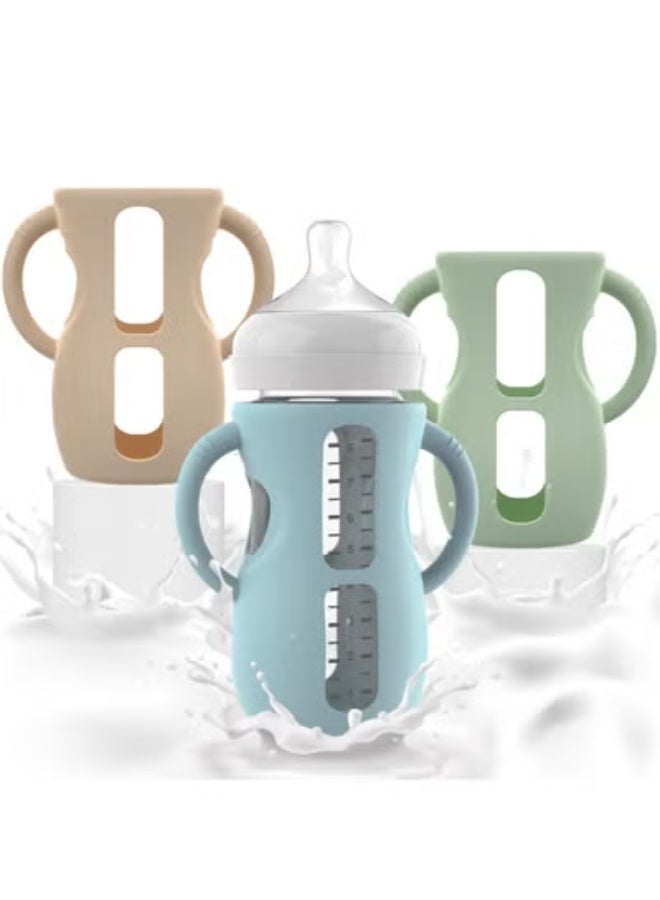 3PCS Philips Avent Glass Bottle Silicone Sleeves with Handles, Compatible with Philips Avent Glass Bottles 8 oz, Suitable for Avent Baby Bottles 8 oz, and Easy to Clean - Image 1