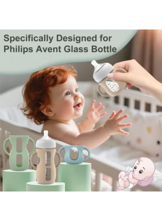 3PCS Philips Avent Glass Bottle Silicone Sleeves with Handles, Compatible with Philips Avent Glass Bottles 8 oz, Suitable for Avent Baby Bottles 8 oz, and Easy to Clean - Image 2