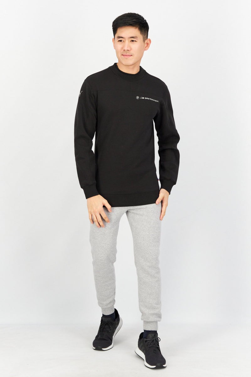 PUMA سويت شيرت رياضي للرجال بأكمام طويلة مزخرف برسومات، أسود - Image 4