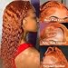 Daules Ginger Orange Lace Front Wigs Human Hair Deep Wave 13x4 Hd Transparent Lace Front Wig Human Hair for Women 180% Density Orange Colored Glueless Pre Plucked Natural Hairline 28 Inch - Image 3
