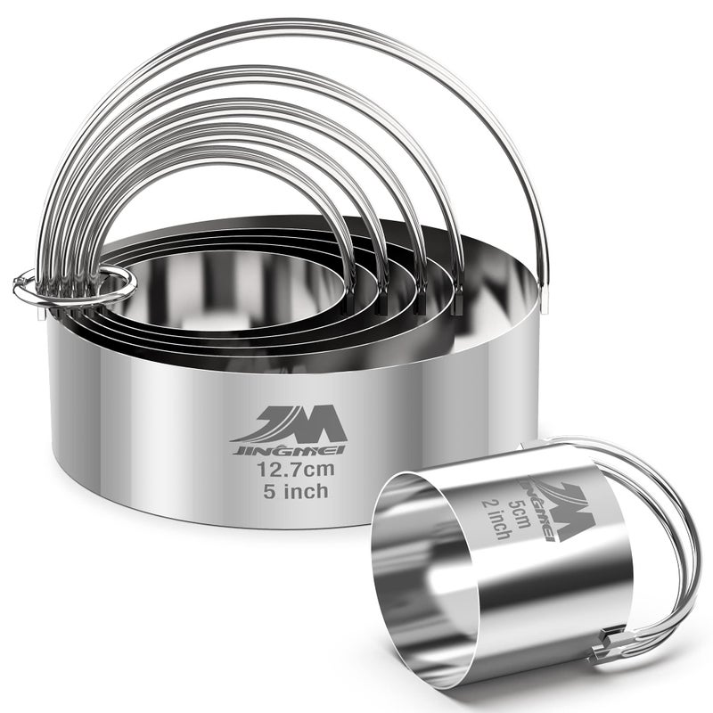 M JINGMEI Biscuit Cutter Set for baking 2inch 25inch 3inch 35inch 4inch 5inch large size Round Cookies Cutter with Handle Professional Baking Dough Tools 6pcs set