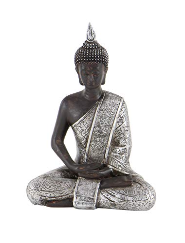Deco 79 Polystone Buddha Decorative Sculpture Meditating Home Decor Statue with Engraved Carvings and Relief Detailing, Accent Figurine 6" x 4" x 8", Black - Image 2