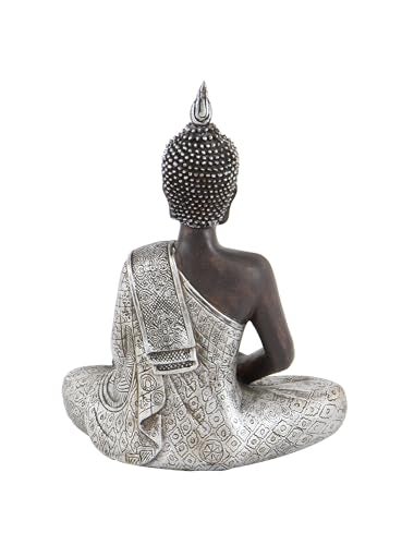 Deco 79 Polystone Buddha Decorative Sculpture Meditating Home Decor Statue with Engraved Carvings and Relief Detailing, Accent Figurine 6" x 4" x 8", Black - Image 3