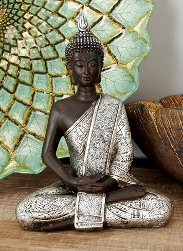 Deco 79 Polystone Buddha Decorative Sculpture Meditating Home Decor Statue with Engraved Carvings and Relief Detailing, Accent Figurine 6" x 4" x 8", Black - Image 5