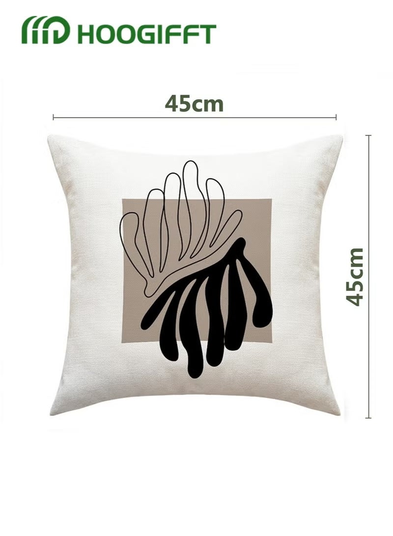 HOOGIFFT 4-Piece Throw Pillow Covers Set | 45cm x 45cm (18x18") Double-Sided Pattern, Modern Abstract Design, Soft Cotton Fabric for Living Room Sofa Bed Couch Home Decor - Image 5