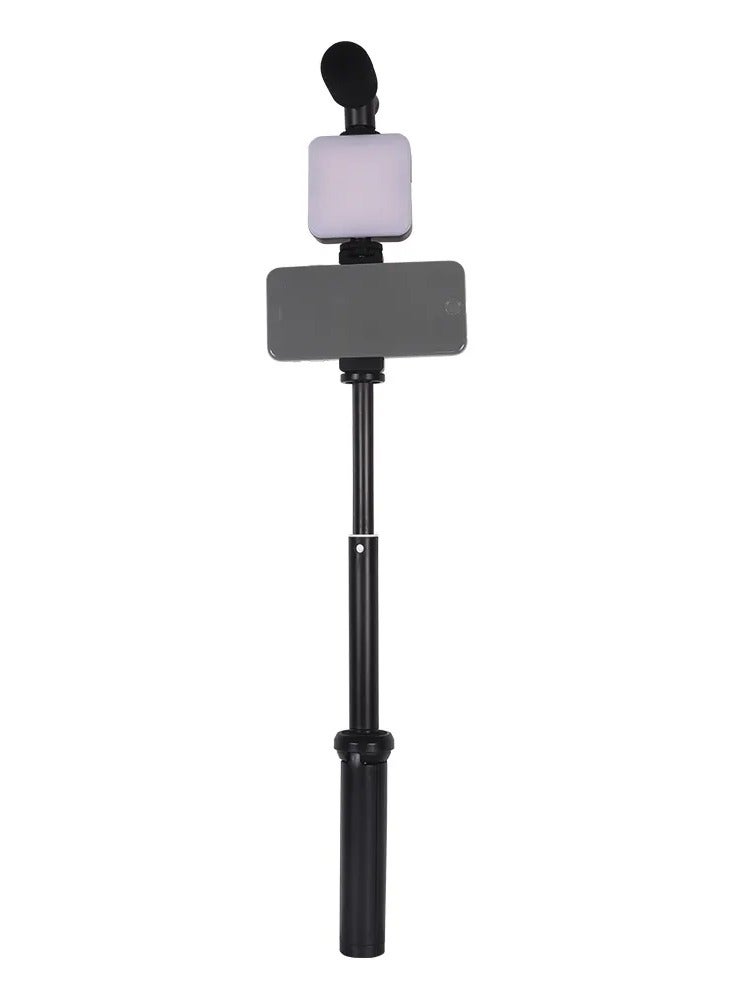 Plokama PK-772 Multifunctional Portable Tripod Phone Stabilizer with Wireless Remote Control Video Recording Kit for Any Mobile Phone with Microphone and LED Light Phone Holder - Black - Image 3