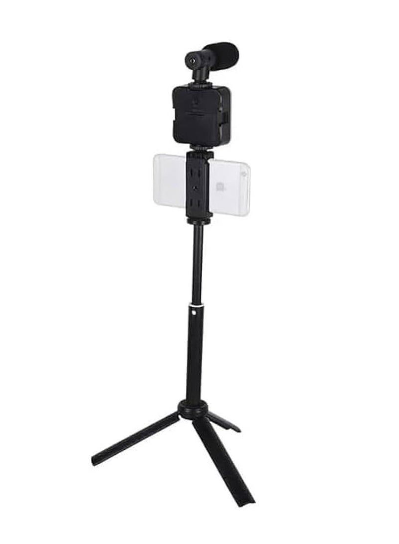 Plokama PK-772 Multifunctional Portable Tripod Phone Stabilizer with Wireless Remote Control Video Recording Kit for Any Mobile Phone with Microphone and LED Light Phone Holder - Black - Image 5