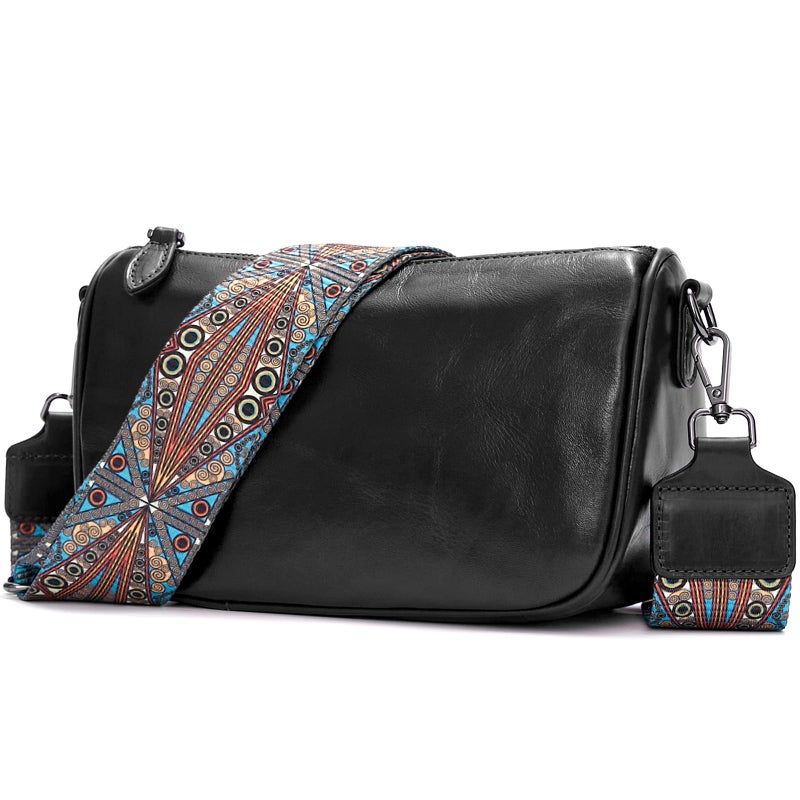 Leather Purse Crossbody Bag for Women Genuine Leather Boho Purses for Women Trendy Small Shoulder Cross Body Bag 02 Black
