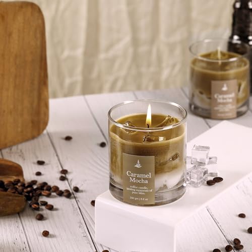 PROSPERRO LUMO by Parkash Candles Caramel Mocha Coffee Scented Candle, Paraffin Wax and Gel Wax as ice Cubes- Coffee, Chocolate and Vanilla (Caramel Mocha) - Image 1