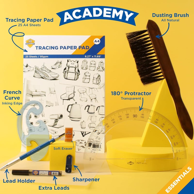 ALVIN Academy Drafting, Drawing and Design Essentials Kit | 13 Pieces | Class Tools for Geometry, Architecture and Engineering Students | Model DDKE2 - Image 3