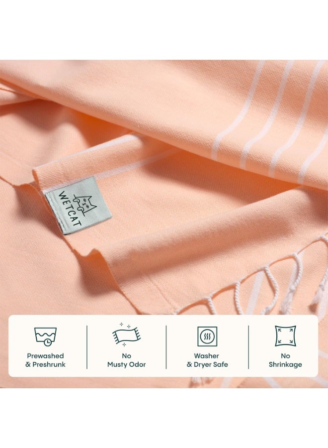 WETCAT Turkish Beach Towel Oversized (38"x71") 100% Turkish Cotton, Made in Turkey - Sand Free, Extra Large, Ultra Soft, Quick Drying, Compact & Lightweight for Travel - Light Coral - Image 1