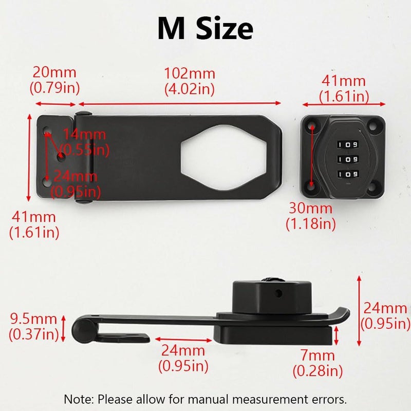 2Pcs Bright Silver Keyless Combination Door Security Slide Latch Lock For Cabinet Outdoor - Image 3