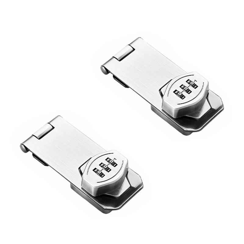 2Pcs Bright Silver Keyless Combination Door Security Slide Latch Lock For Cabinet Outdoor - Image 2