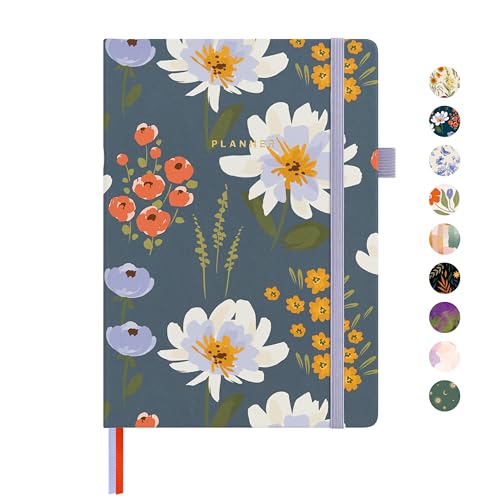 &And Per Se And Per Se Undated Planner, Weekly & Monthly Planner with Goal & Habit Tracker, A5 Leather Hardcover Productivity Journal for Academic Year (Garden Flowers) - Image 1
