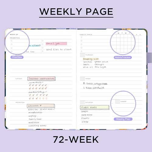 &And Per Se And Per Se Undated Planner, Weekly & Monthly Planner with Goal & Habit Tracker, A5 Leather Hardcover Productivity Journal for Academic Year (Garden Flowers) - Image 4