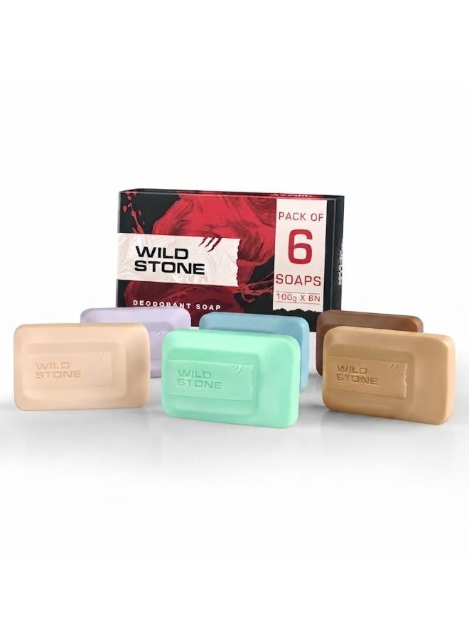 Wild Stone Ultra Sensual, Forest Spice and Musk Soaps for Bath, (Pack of 6, 100gm each) | Grade 1 soaps | Refreshing Bath Soap for Men | Skin-Friendly and Energizing - Image 1