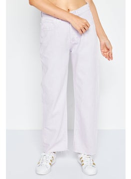Women Regular Fit Solid Non-Stretchable Straight Leg Jeans, Lavender