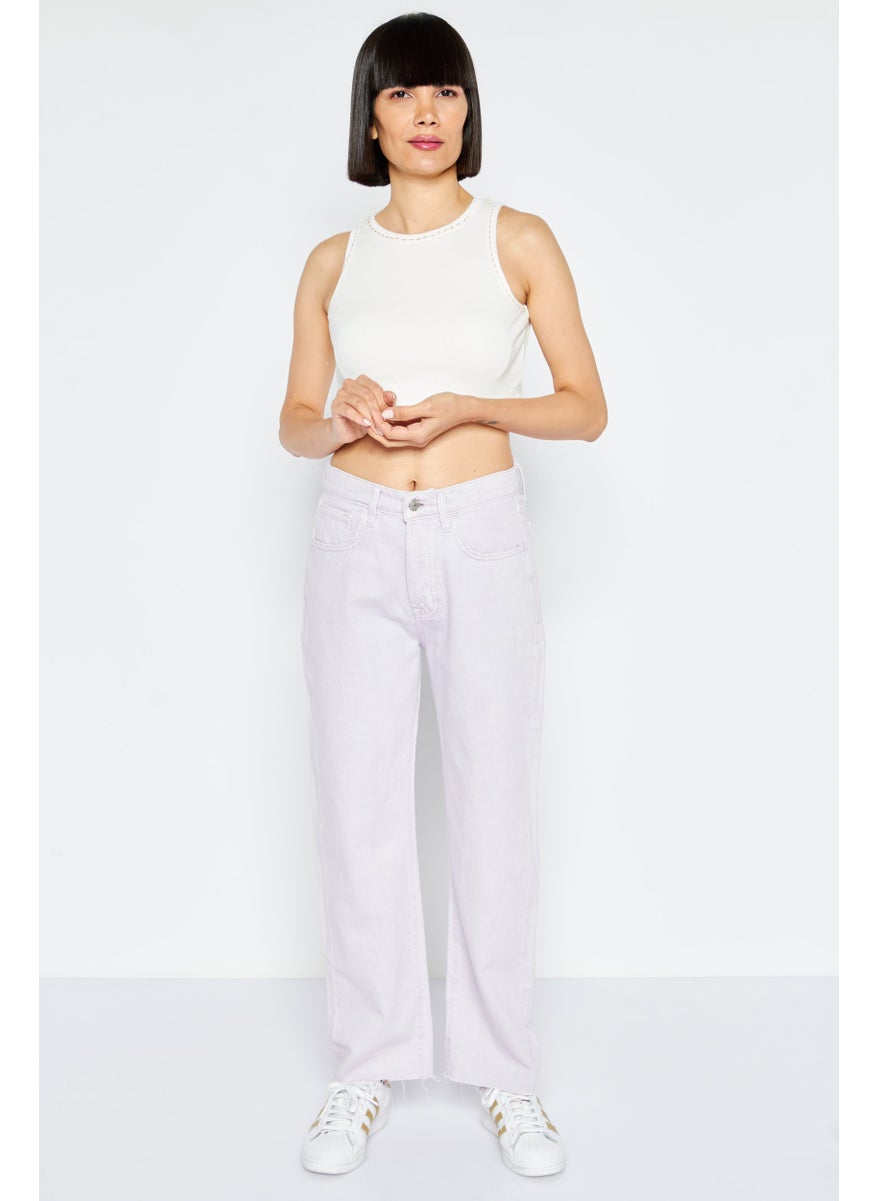 7 FOR ALL MANKIND - Women Regular Fit Solid Non-Stretchable Straight Leg Jeans, Lavender - Image 1