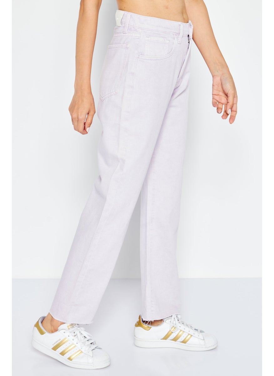 7 FOR ALL MANKIND - Women Regular Fit Solid Non-Stretchable Straight Leg Jeans, Lavender - Image 1