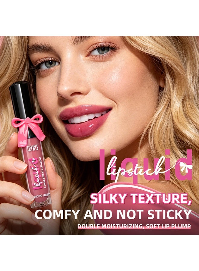 Ushas Liquid Lipstick,LapizLabial Liquido,Rossetto Liquido, High-Shine Long-Lasting Non-Sticky Lip Gloss, Hydrating Juicy Tint with Cute Bow Design,#07 - Image 3