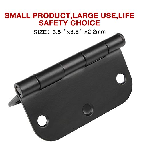 TDCHINGES 48 Pack Rounded Matte Black Door Hinges 3.5 Inch 5/8" Radius for Interior 3 1/2" Flat Iron Bifold Residential Standard Bedroom Indoor for Doors 3 ½"Hardware House Home Decor Essentials Accessories - Image 3