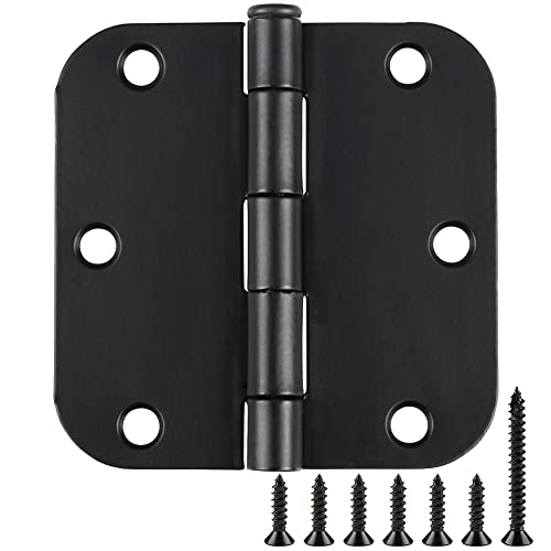 TDCHINGES 48 Pack Rounded Matte Black Door Hinges 3.5 Inch 5/8" Radius for Interior 3 1/2" Flat Iron Bifold Residential Standard Bedroom Indoor for Doors 3 ½"Hardware House Home Decor Essentials Accessories - Image 1