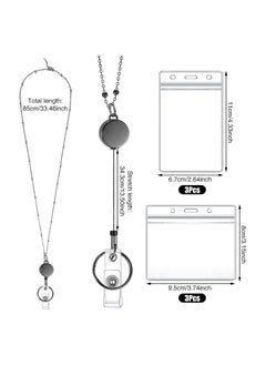 RATSAW 3Pcs ID Badge Holder With Lanyard Retractable Office Work ID Card Badge Holder Stainless Steel Waterproof Set For Driver's License Or Press Card  - Image 2