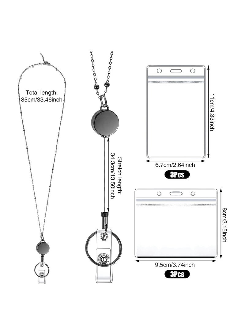 RATSAW 3Pcs ID Badge Holder With Lanyard Retractable Office Work ID Card Badge Holder Stainless Steel Waterproof Set For Driver's License Or Press Card  - Image 2