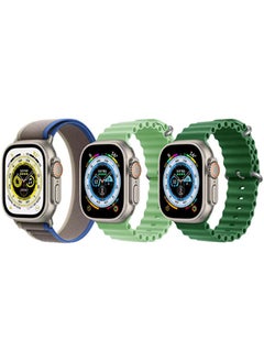 IAF Trail Loop Strap, Blue/Gray Silicone Ocean Strap, Mint Green and Silicone Ocean Strap, Green for Apple Watch Ultra 8/49mm Set of 3 