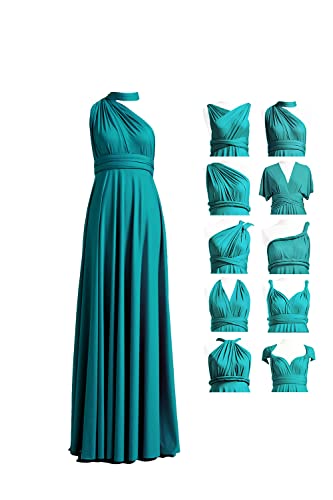 72styles Bridesmaid Dresses Sleeveless One Shoulder Long Convertible Dress for Women Formal Vintage Evening Party Prom Gown Infinity Long Dress with Bandeau Teal - Image 4