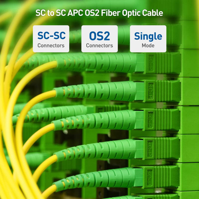 Cable Matters 10Gbps OFNP Plenum Fiber Optic Internet Cable - 6.6ft / 2m, SC APC to SC APC OS2 Single Mode Simplex Optic Cord, Compatible with Verizon Fios and AT&T Fiber ONT Replacement Cable - Image 2