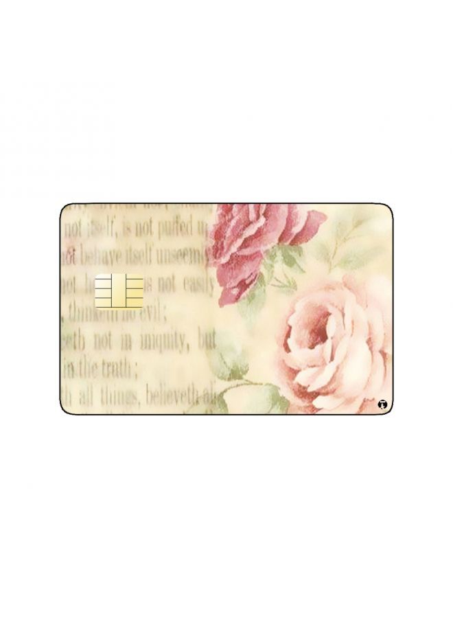 RKN PRINTED BANK CARD STICKER Beautiful Pink Flowers Drawing - Image 1