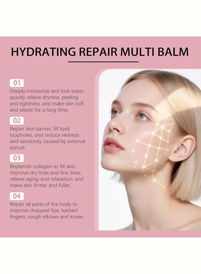 Zyvarn 5% Hydrolyzed Collagen Multi Balm, Pink Collagen Hydrating Repair Stick, Deeply Moisturizes & Repairs Dry, Chapped Lips, Cuticles & Rough Skin, Long-Lasting Hydration, Gentle Formula for Sensitive & Dry Skin, 5G - Image 3