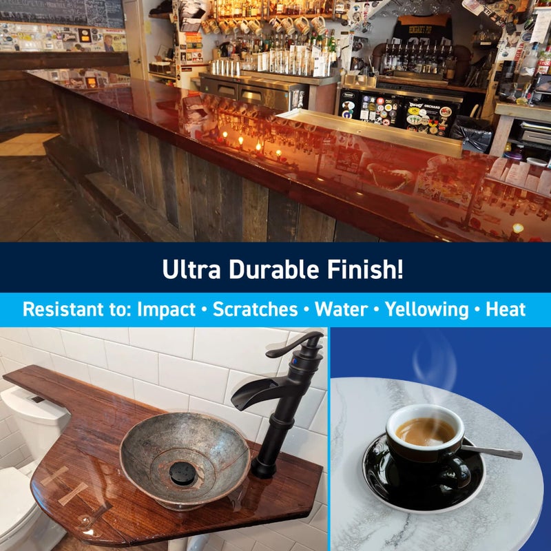 TotalBoat Table Top Epoxy Resin Kit - 2 Quart Kit Size Crystal Clear Formula with High-Gloss Finish & UV-Resistance - Easy 1:1 Ratio for Bar and Counter Coating, Woodworking, and Resin Art Casting - Image 4