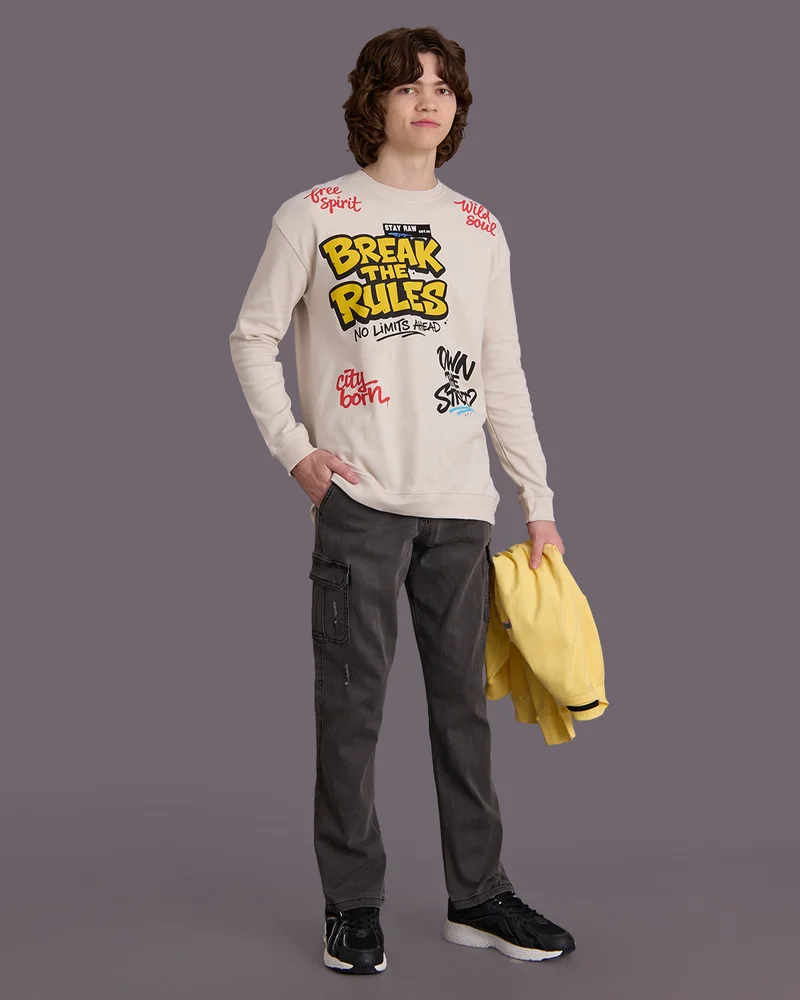 REDTAG Senior Boys Grey Cargo Denim Jeans