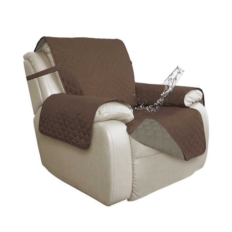 ISSUNTEX Double Protection 100 Waterproof Recliner Covers for Living Room Reversible Furniture Protector Recliner Couch Sofa Slipcover for Dogs Pets Kids Oversized Recliner BrownBeige