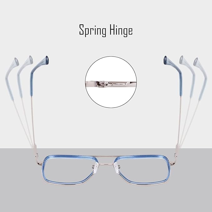 Dervin Blue Light Blocking Blue Cut Zero Power anti-glare Retro Square Eyeglasses, Frame for Eye Protection from UV by Computer/Tablet/Mobile/Laptop (Blue) - Image 4