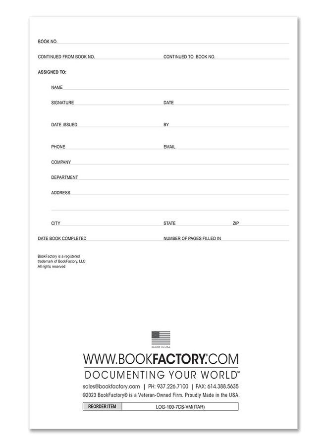 BookFactory ITAR Visitor Log Book, Soft Touch Hardbound, 100 Pages - Image 2
