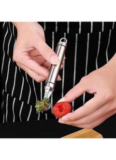 Generic 3Pcs Silver Stainless Steel Strawberry Huller and Tomato Stem Corer Tool Multi-Function Stainless Corer and Pitter Remover for Strawberry Gadgets Kitchen Tool, Fruit Tools, Fruit and Vegetable Corer  - Image 4