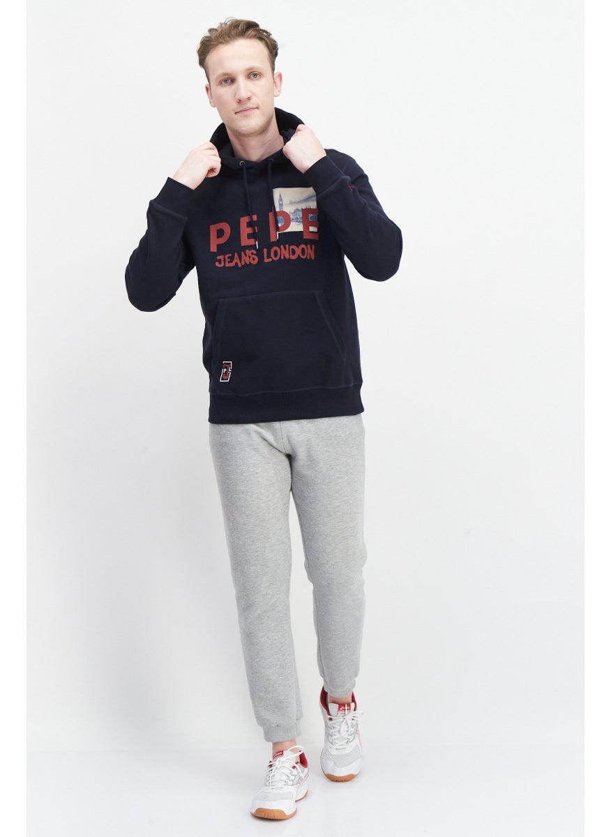 Pepe Jeans Men Brand Logo Hooded Sweatshirt, Navy  - Image 2