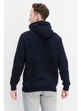 Pepe Jeans Men Brand Logo Hooded Sweatshirt, Navy  - Image 3