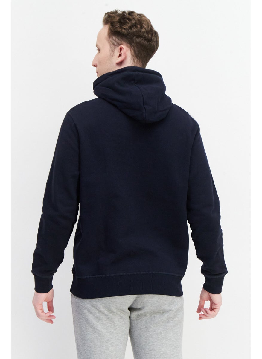 Pepe Jeans Men Brand Logo Hooded Sweatshirt, Navy  - Image 3