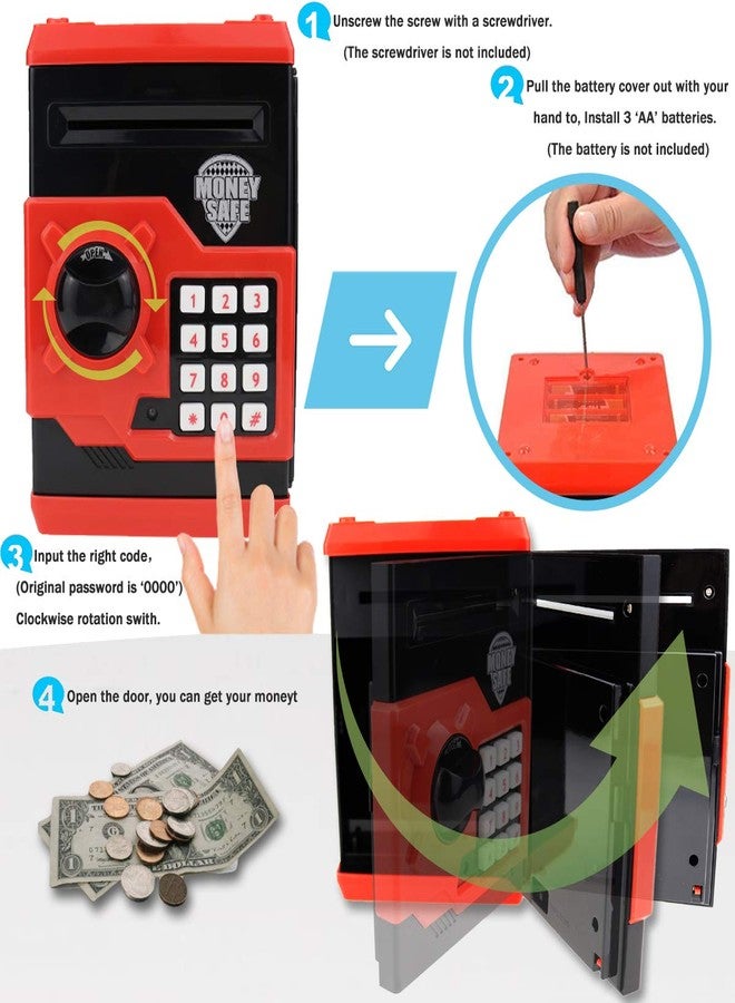 TOPBRY Kids Electronic Piggy Bank Safe Mini ATM Toy for 3-14 Year Old Boys and Girls (Black Red) - Image 5