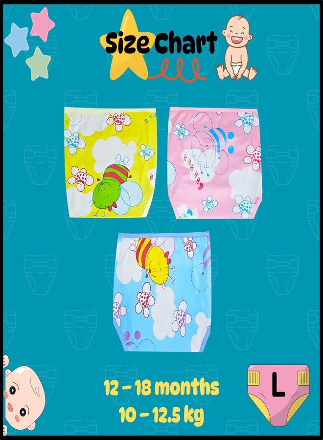 Hooper Baby & Toddler Diaper Covers for 0-3 Years | Washabale, Reusable, Waterproof & Adjustable Nappy Cover | Ultra Soft, and Thin | Unisex Designs, Pack of 3 (Size L) - Image 4