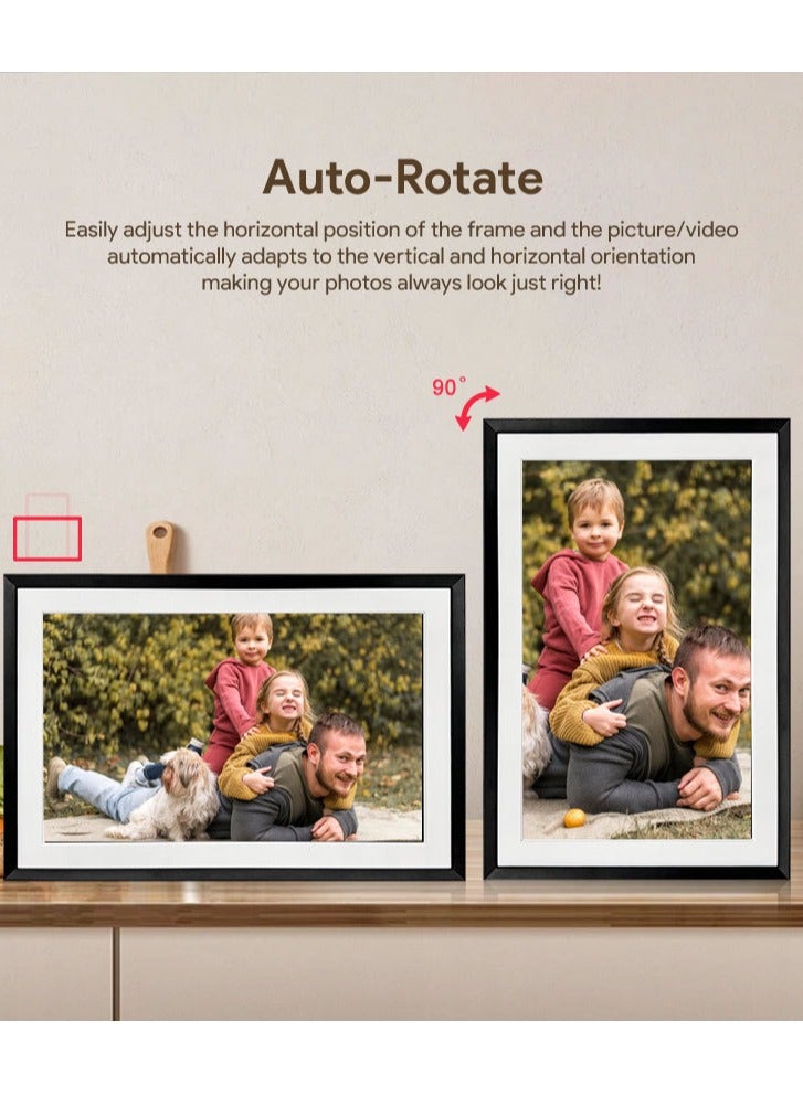 XiuWoo 10.1'' Digital Picture Frame with 32GB Storage,With Adjusatable Atmosphere Light Strip, Digital Photo Frame with  Touch Screen, Share Photos/Videos and Send Best Wishes via Frameo  - Image 4