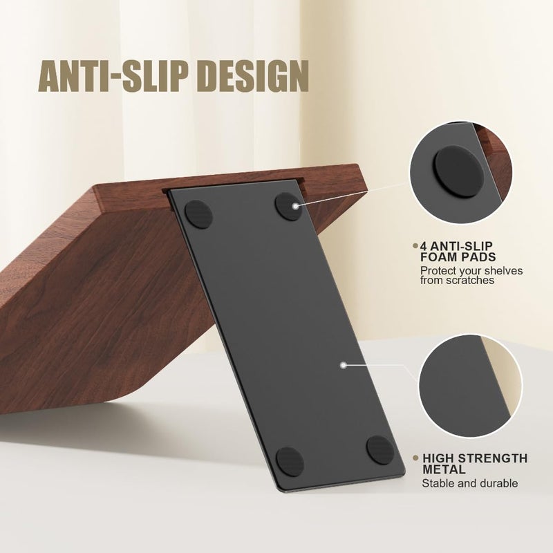 shikaman Book Ends, Non-Slip Bookends, Heavy Duty Wooden Bookend Support for Books and Movies (1, Square bookends) - Image 3