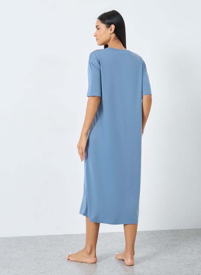 ستايلي فستان نوم تيشيرت بطبعة عبارة - Image 4