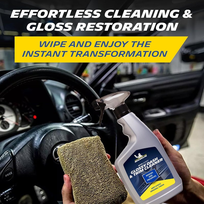 Michelin 31388 Glossy Dash and Trim Cleaner 650ml | Interior Plastic Care for Cars Motorcycles and Trailers | Anti-Static Non-Greasy Formula | Restores Original Finish and High Gloss Shine - Image 4