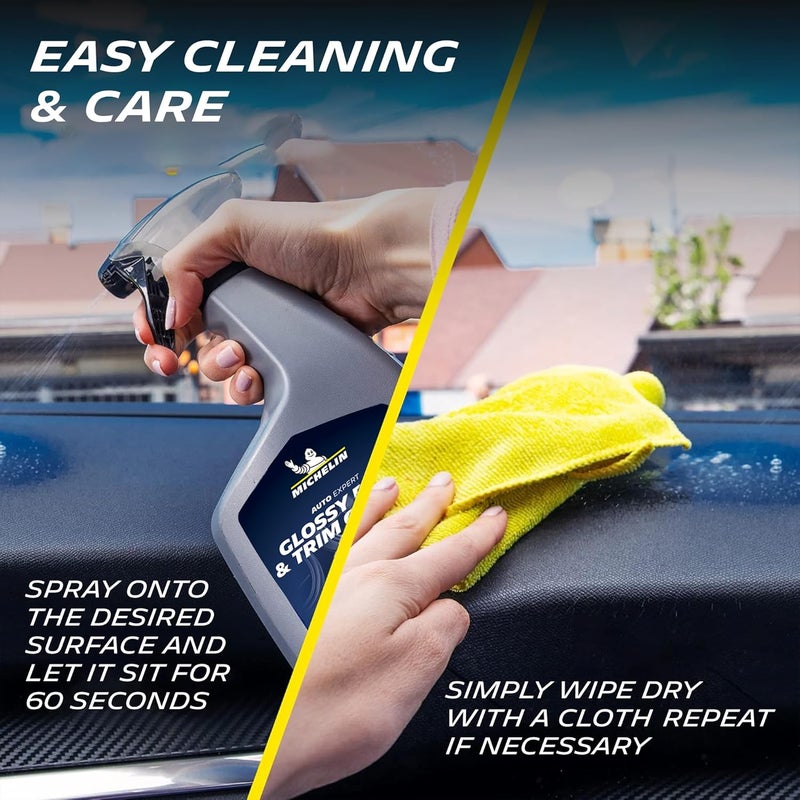 Michelin 31388 Glossy Dash and Trim Cleaner 650ml | Interior Plastic Care for Cars Motorcycles and Trailers | Anti-Static Non-Greasy Formula | Restores Original Finish and High Gloss Shine - Image 2