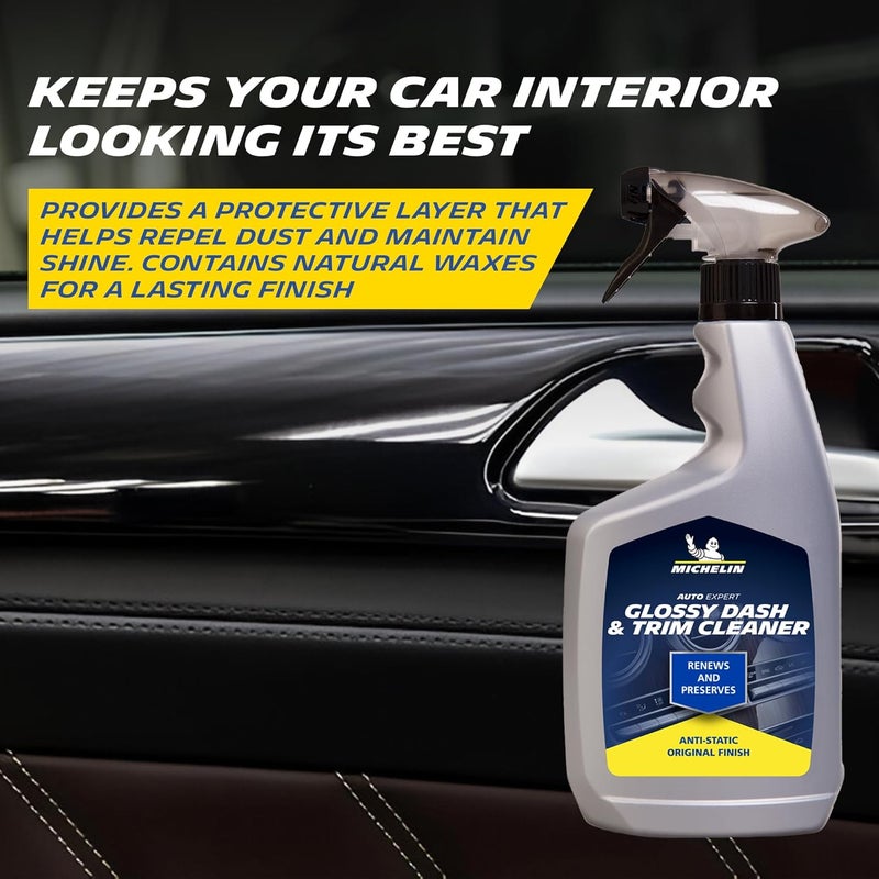 Michelin 31388 Glossy Dash and Trim Cleaner 650ml | Interior Plastic Care for Cars Motorcycles and Trailers | Anti-Static Non-Greasy Formula | Restores Original Finish and High Gloss Shine - Image 5